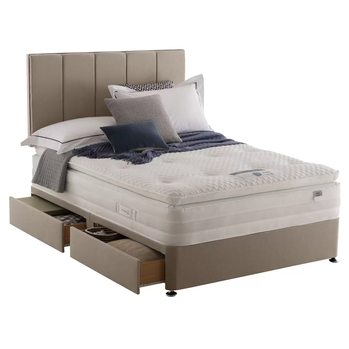 Silentnight Geltex 1850 Sandstone Mattress & Divan Bed Set - King Size