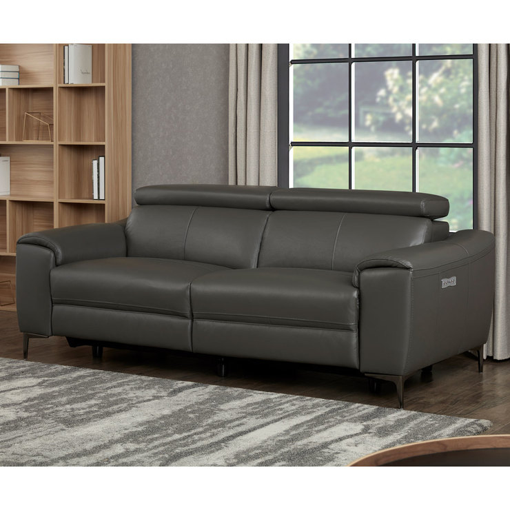 Kuka Redland Grey Leather Power Reclining Sectional Sofa Sofa Design