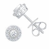0.22ctw Round Brilliant Cut Diamond Halo Earrings, 14ct White Gold