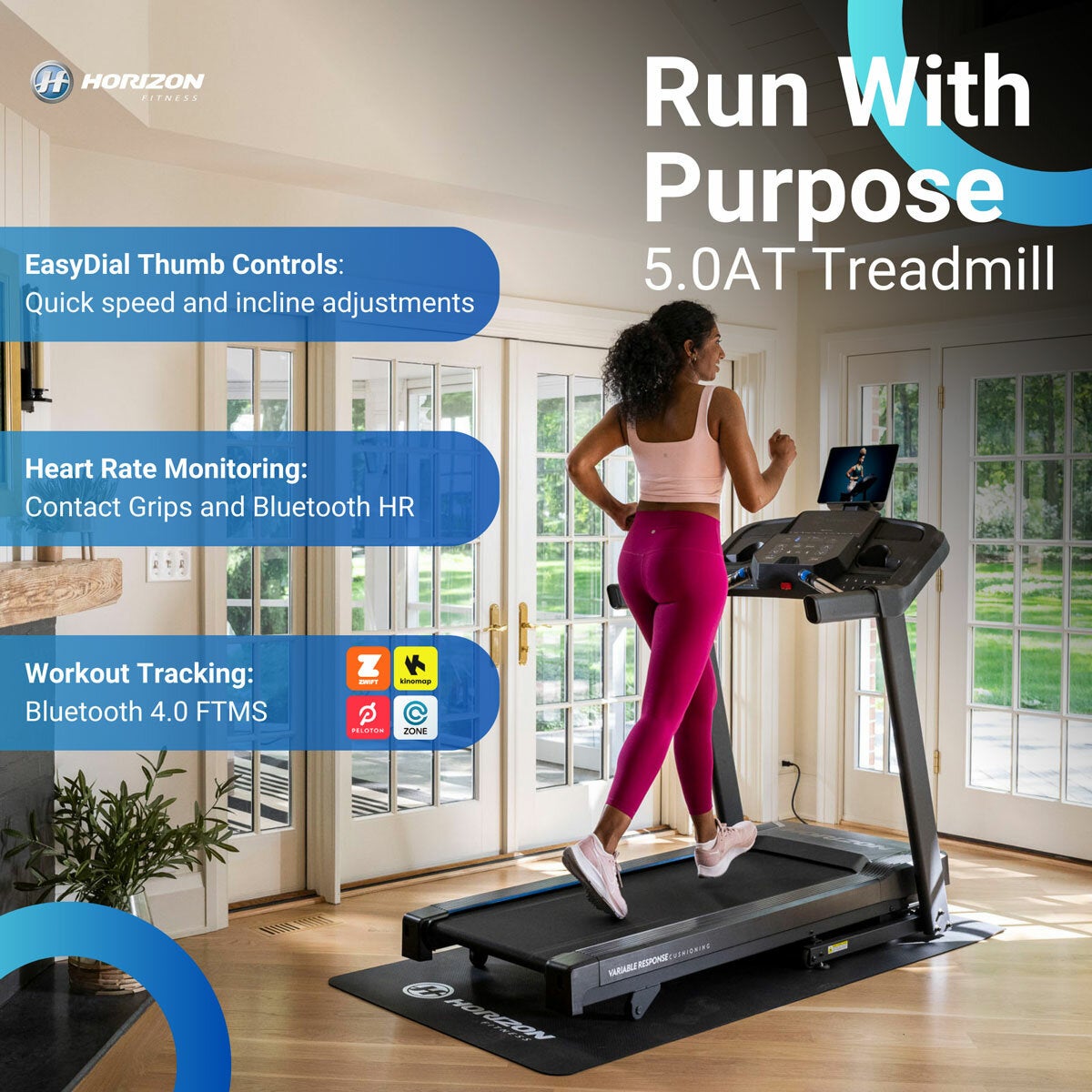 Image explaining the treadmill's controls and tracking features Image explaining the treadmill's controls and tracking features