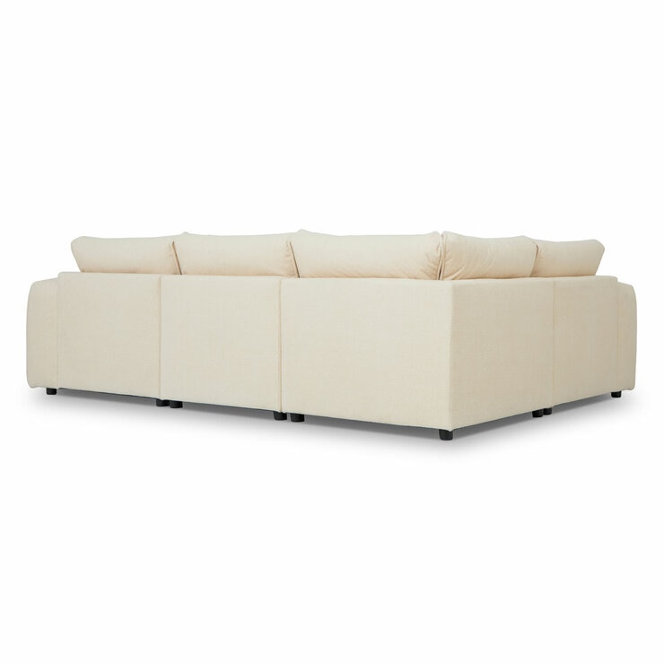 Harper Cream 5 Piece Modular Fabric Sofa with Ottoman