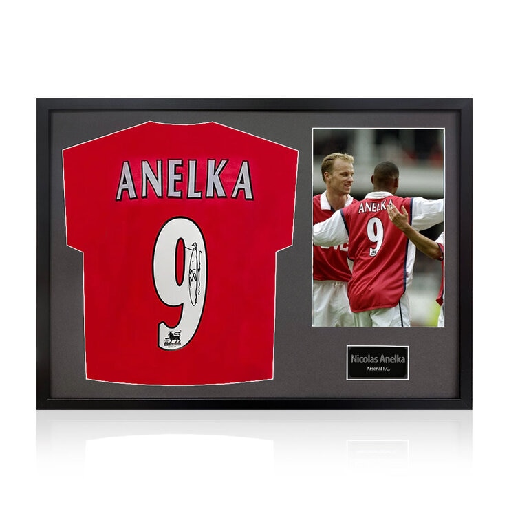 Nicolas Anelka Signed Framed Arsenal Football Shirt including 1 Photo, with Black Mount Nicolas Anelka Signed Framed Arsenal Football Shirt including 1 Photo, with Black Mount