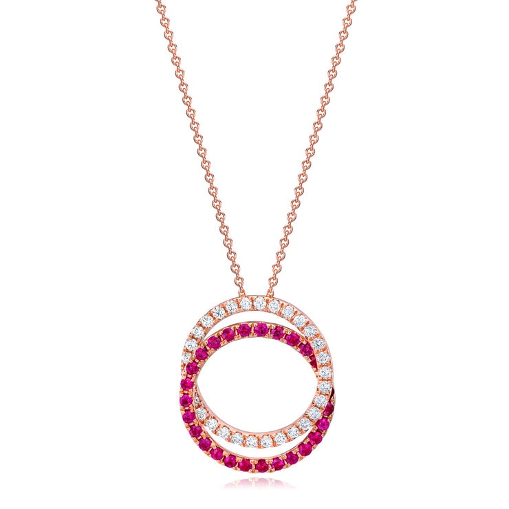 Ruby & 0.41 Diamond Pendant, 14ct Rose Gold Ruby & 0.41 Diamond Pendant, 14ct Rose Gold