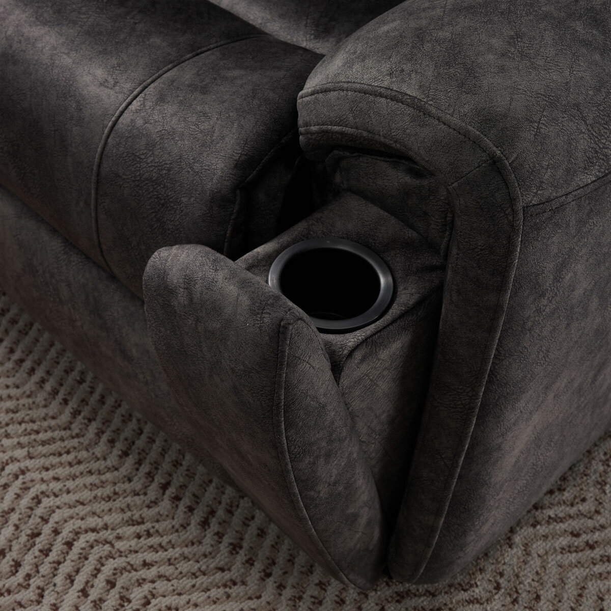 Corner Fabric Grey Side Cupholder Corner Fabric Grey Side Cupholder