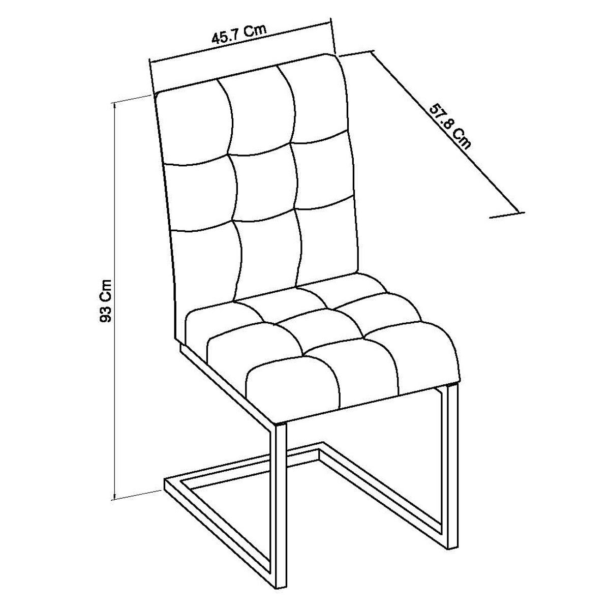 Bentley Designs Tivoli Cantilever Black Leather Dining Chairs, 2 Pack Dimensions