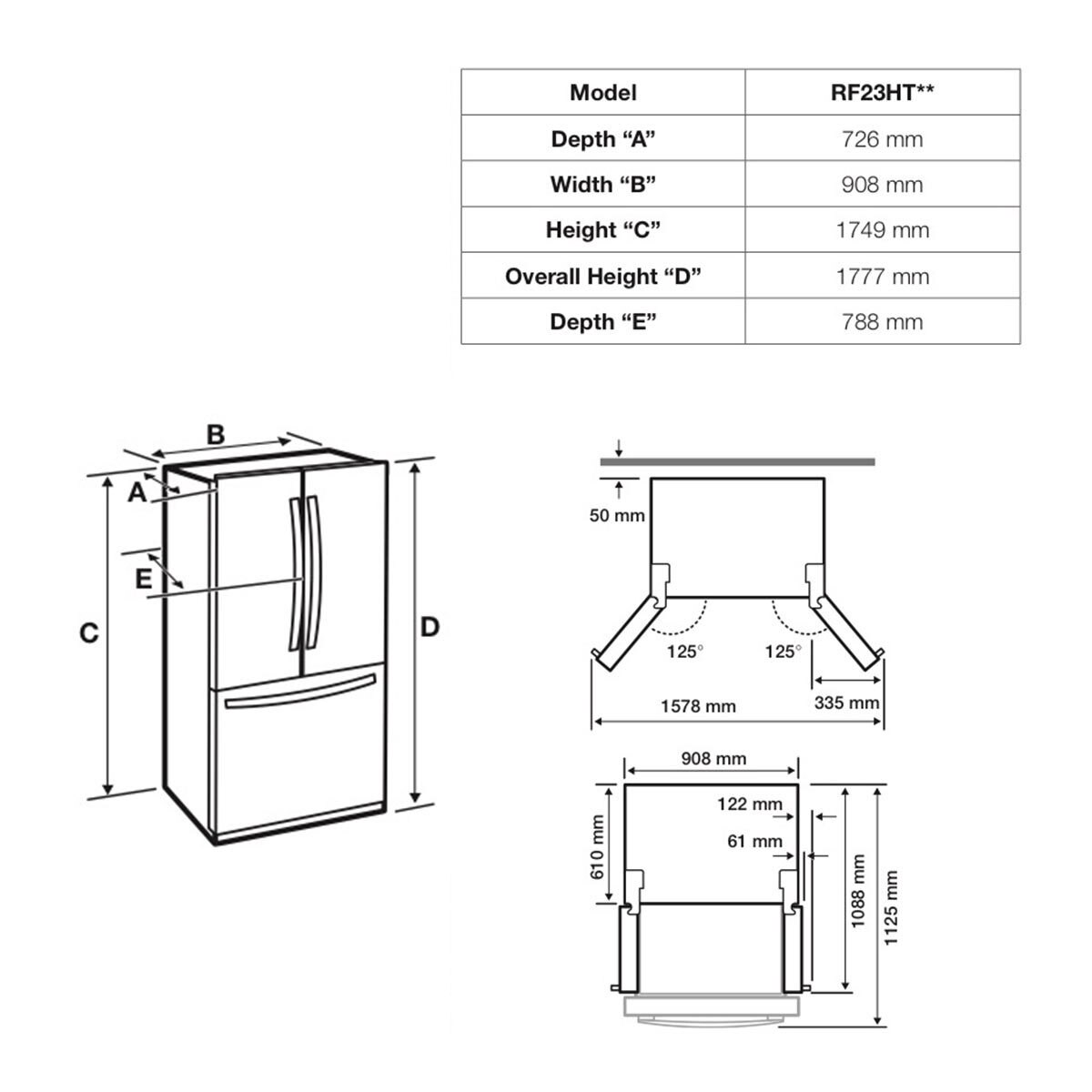 Samsung RF23HTEDBSR/EU, French Door Fridge Freezer 75/25 A+ Rating in