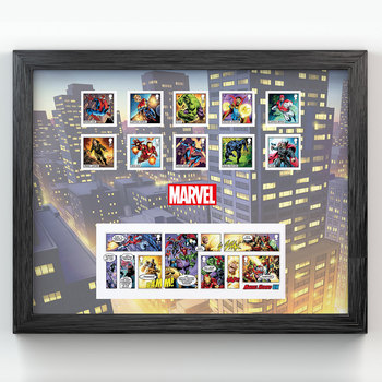 Marvel Superheroes Framed Royal Mail® Collectable Stamps - Stamps and Comic Book Miniature Sheet