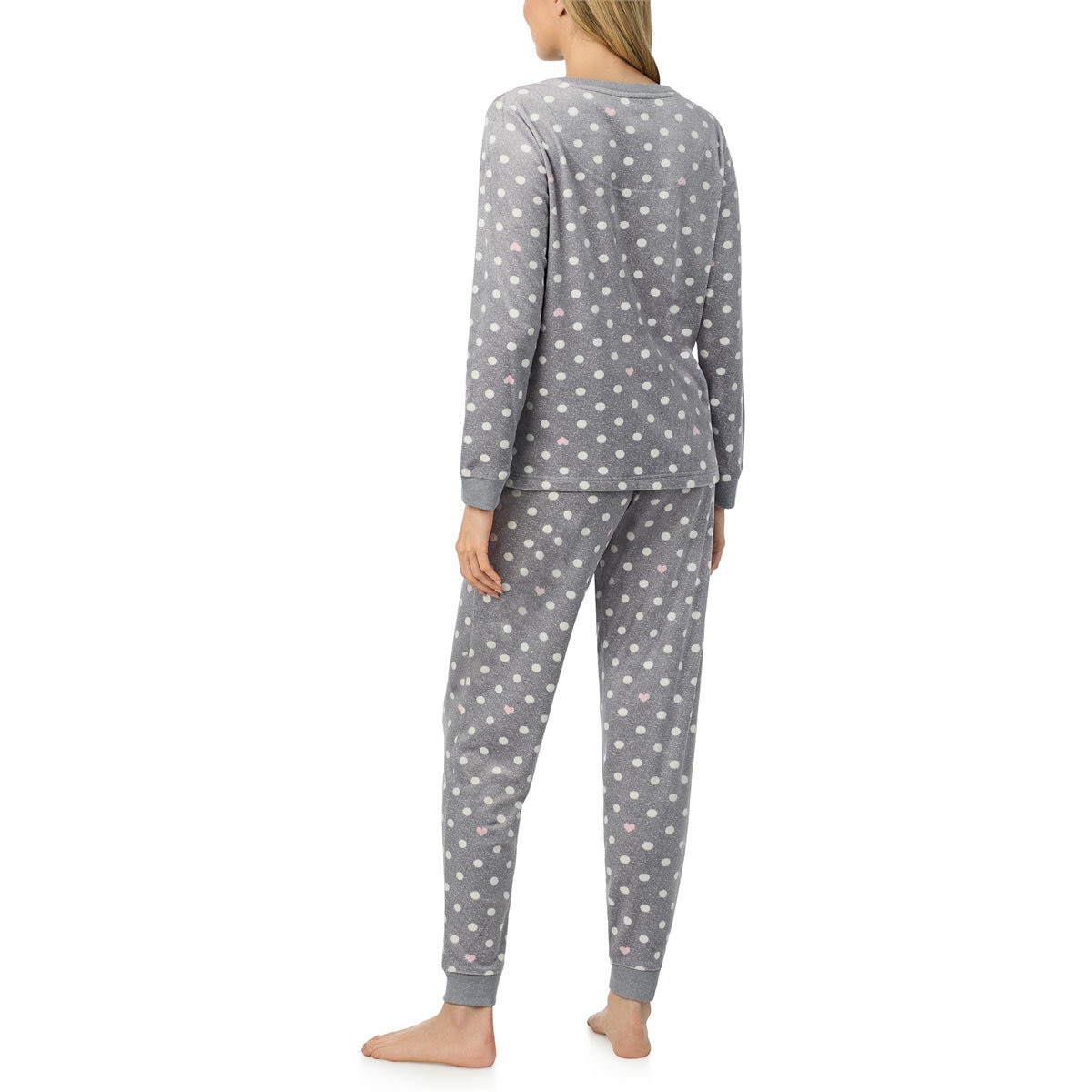 Jane & Bleecker Women's Silky Plush Pyjama Set in Grey Hearts Jane & Bleecker Women's Silky Plush Pyjama Set in Grey Hearts