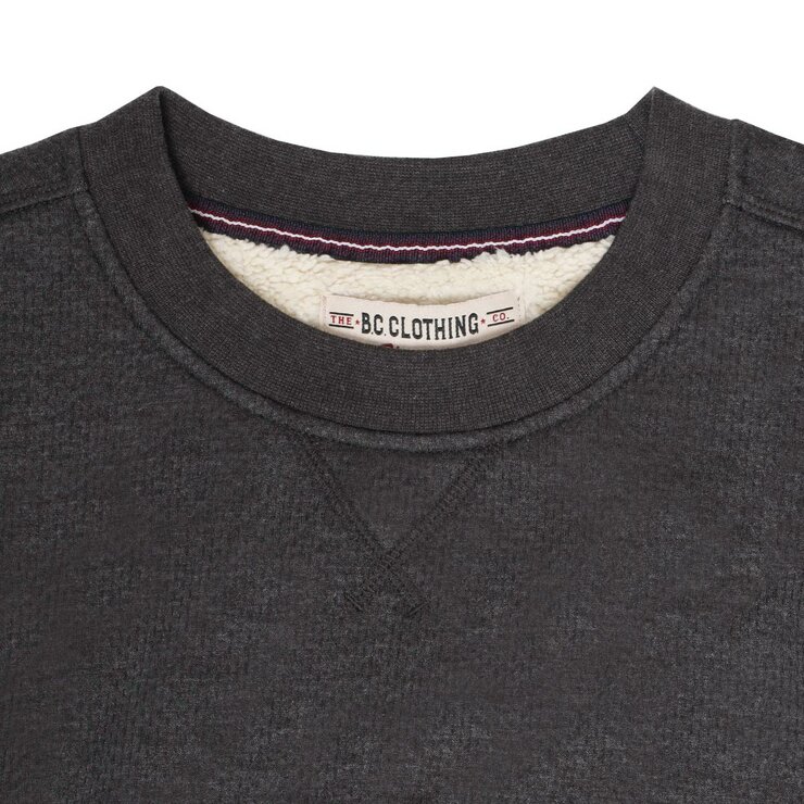 BC Clothing Men's Waffle Crew Sweater in Charcoal BC Clothing Men's Waffle Crew Sweater in Charcoal
