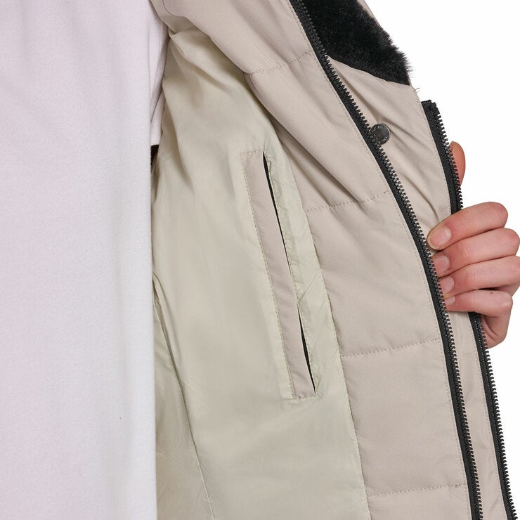 DKNY Women's Puffer Coat with Plush Hood DKNY Women's Puffer Coat with Plush Hood