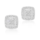 0.45ctw Cluster Diamond Earrings, 14k White Gold