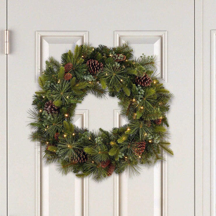 32" (81cm) Artificial Mixed Greenery Christmas Wreath With 50 LED
