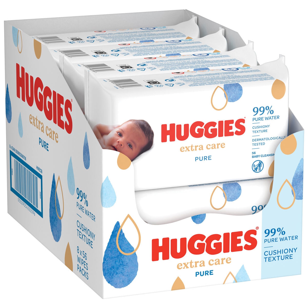 Huggies Pure Extra Care Baby Wipes, 8 x 56 Wipes Costco UK