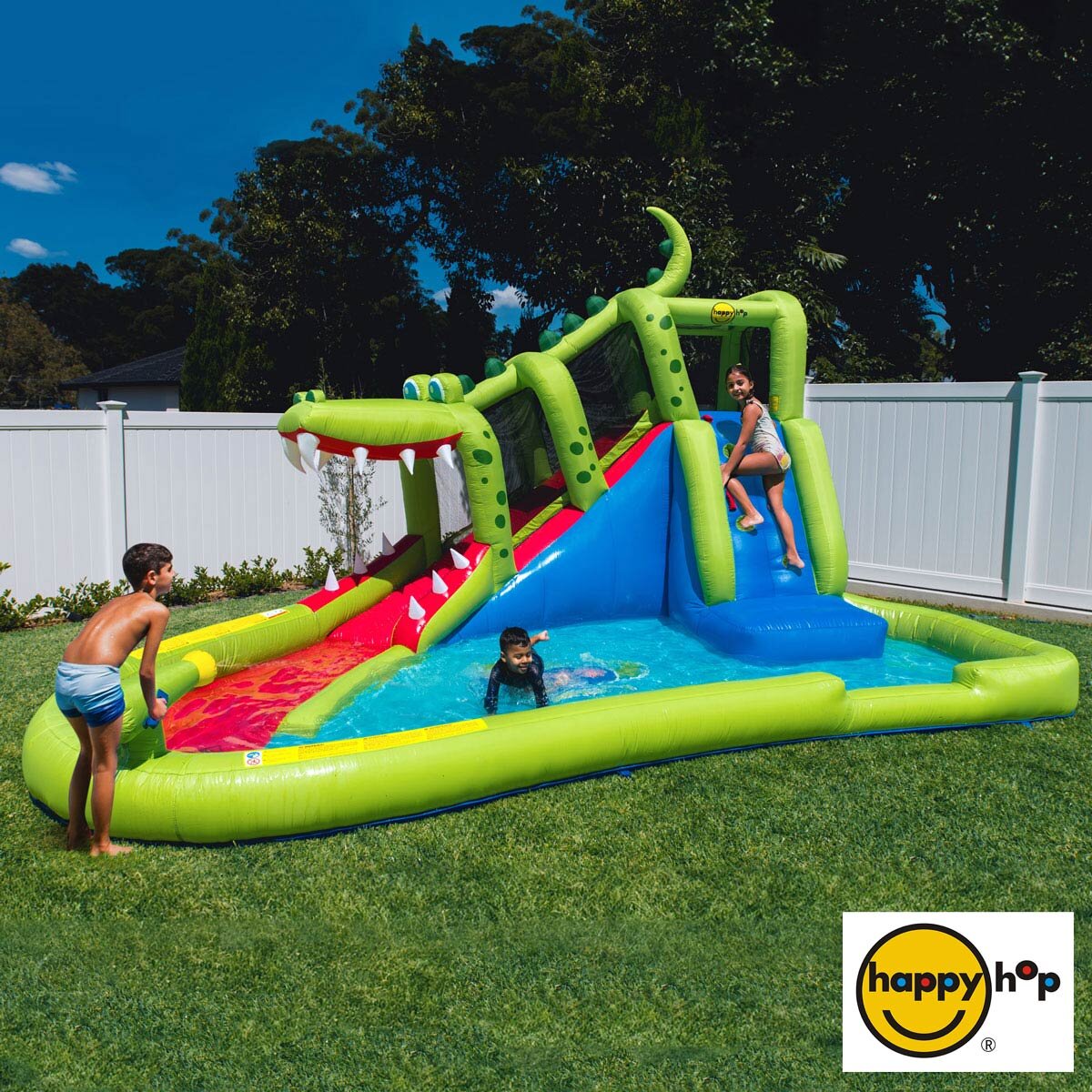 Happy Hop Crocodile Cave Adventure Inflatable Waterslide (3+ Years)