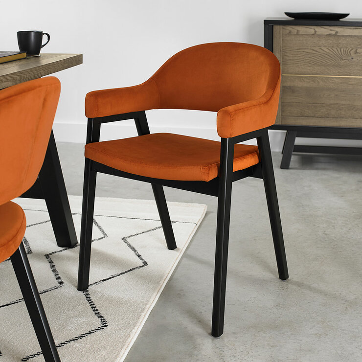 Bentley Designs Camden Peppercorn Rust Velvet Armchair, 2 Pack Bentley Designs Camden Peppercorn Rust Velvet Armchair, 2 Pack