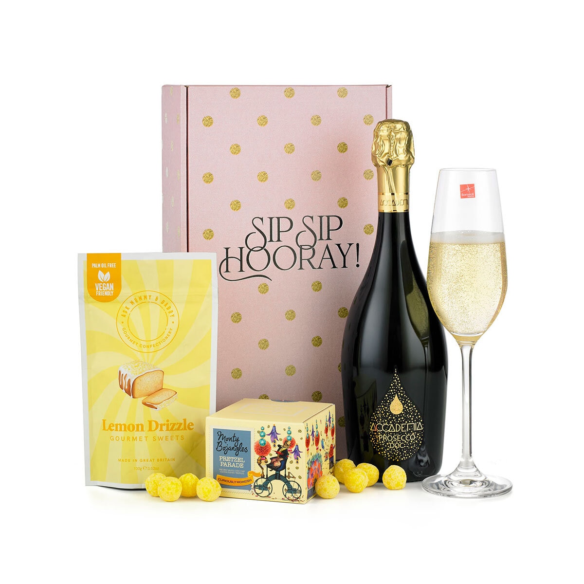 Image of Prosecco Bottle with sweet treats