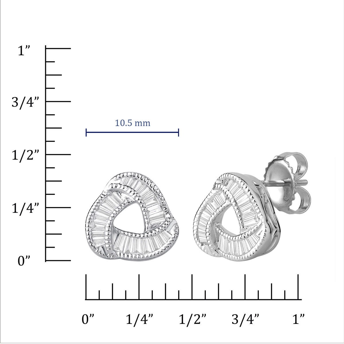 0.38ctw Baguette Diamond Knot Stud Earrings, 18ct White Gold