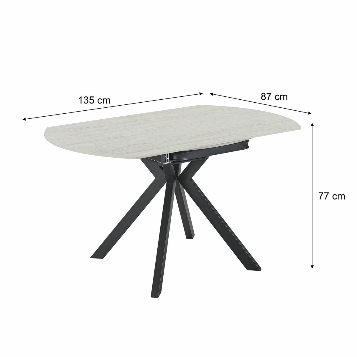 Indus Valley Cavella Ceramic Extending Dining Table + 4 Beige Chairs