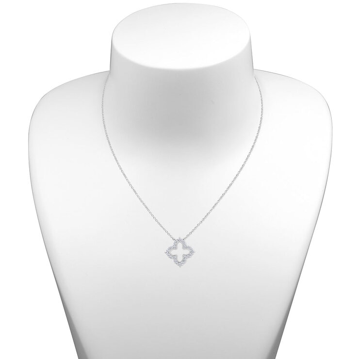 0.38ctw Round Brilliant Cut Diamond Quatrefoil Pendant, 18ct White Gold