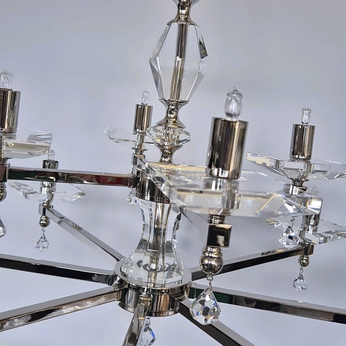 Close up Impex Boston 12 Light Optic Glass Chandelier