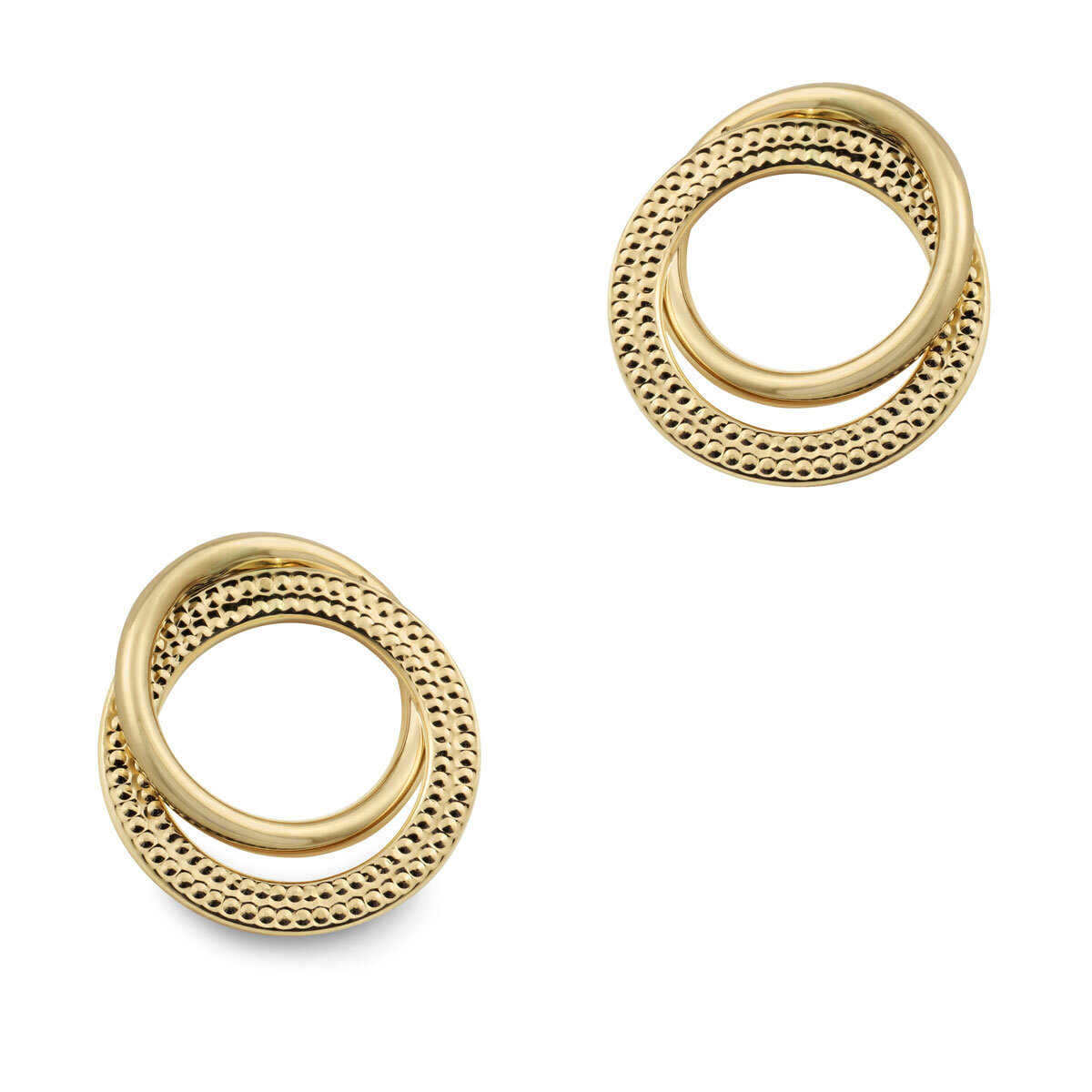 14ct Yellow Gold Textured Round Earrings