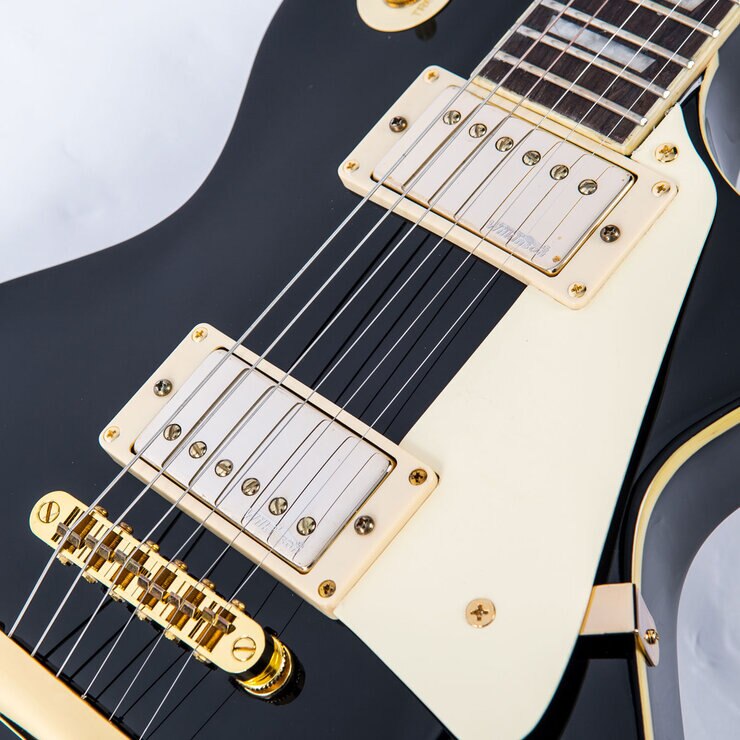 Close up of guitar at an angle Close up of guitar at an angle