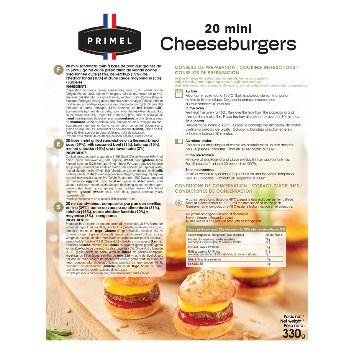 Primel Gastronmie Mini Cheeseburgers, 330g