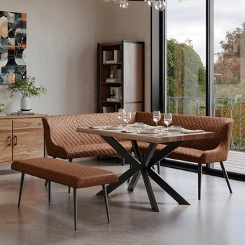 Indus Valley Henley Brown Corner Bench Set, Left Hand Facing