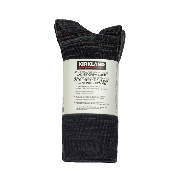Kirkland Signature Ladies Merino Wool Blend Sock, 4 Pack