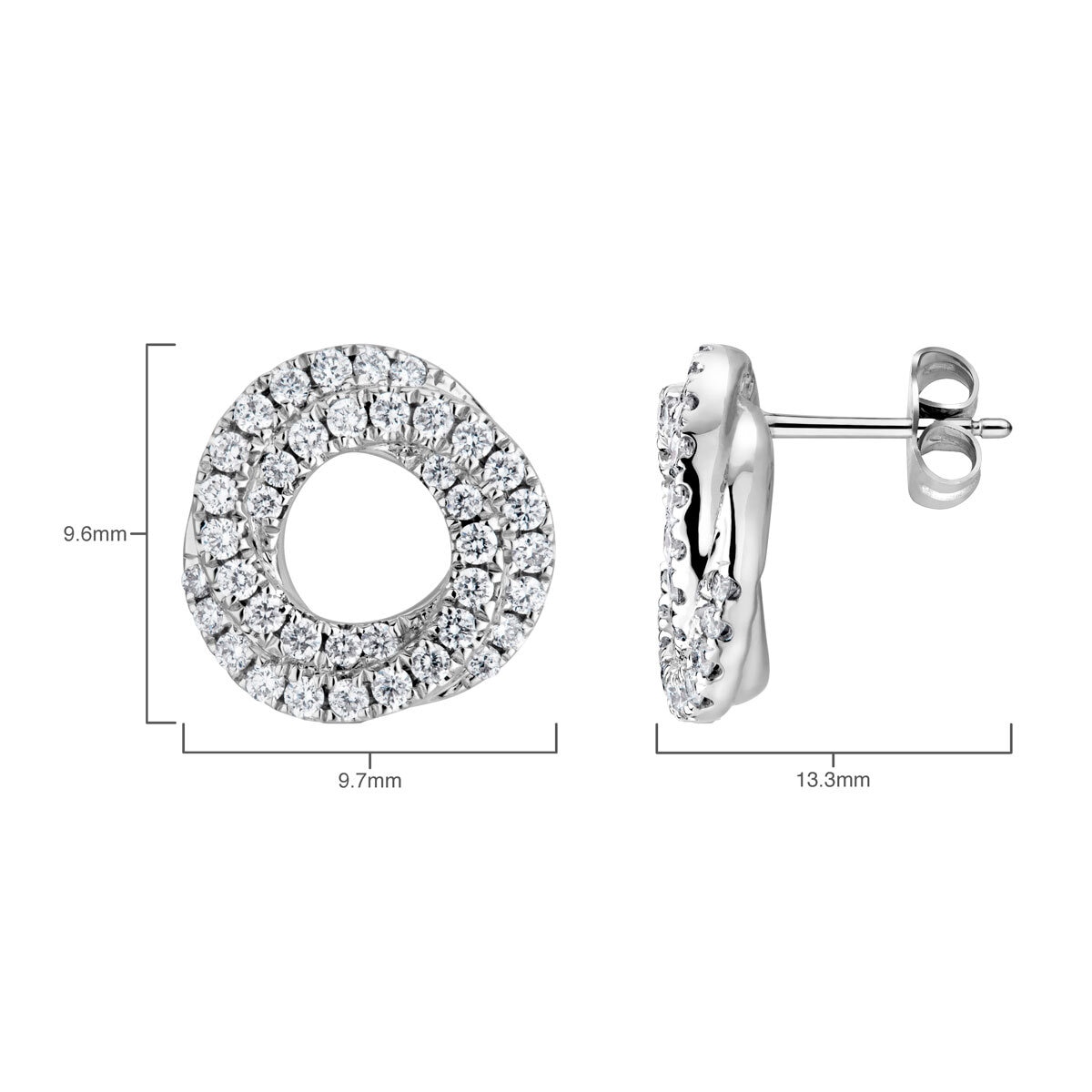 0.35ctw Round Brilliant Diamond Knot Stud Earrings, 18ct White Gold