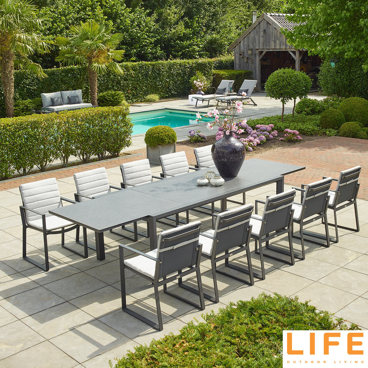 Life Outdoor Living Barossa 11 Piece Extendable Dining Table Set Costco Uk