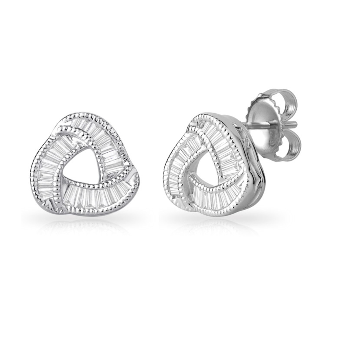 0.38ctw Baguette Diamond Knot Stud Earrings, 18ct White Gold