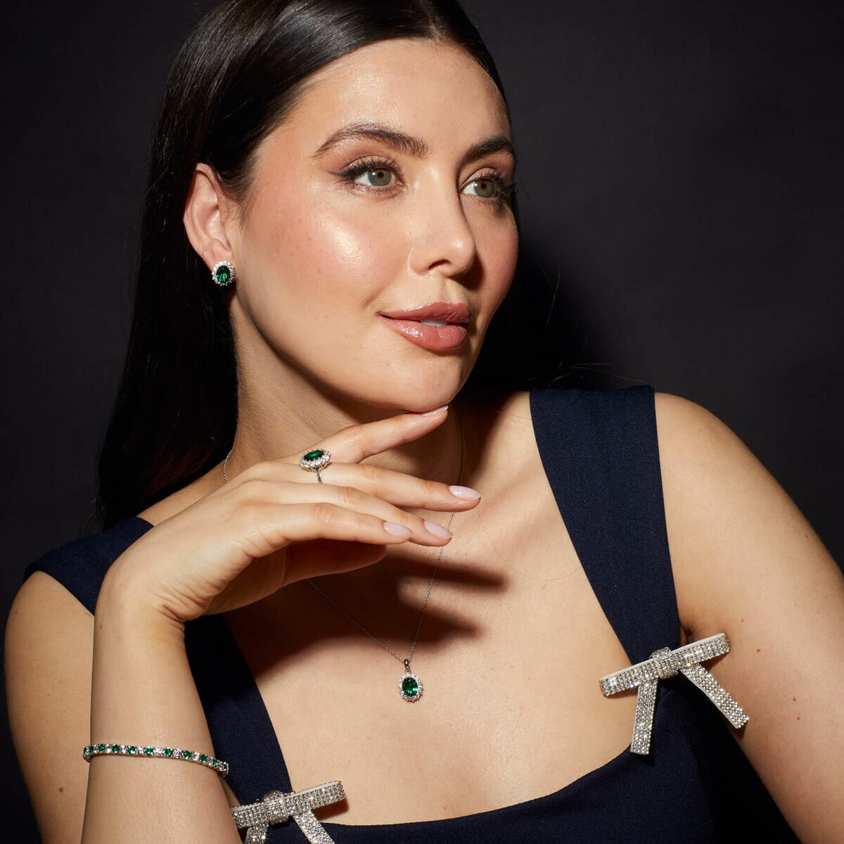 Diamonfire two tone Green Zirconia Tennis Bracelet