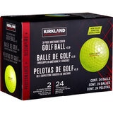 Studio image of the Kirkland Signature Neon Yellow Golf Ball box Studio image of the Kirkland Signature Neon Yellow Golf Ball box