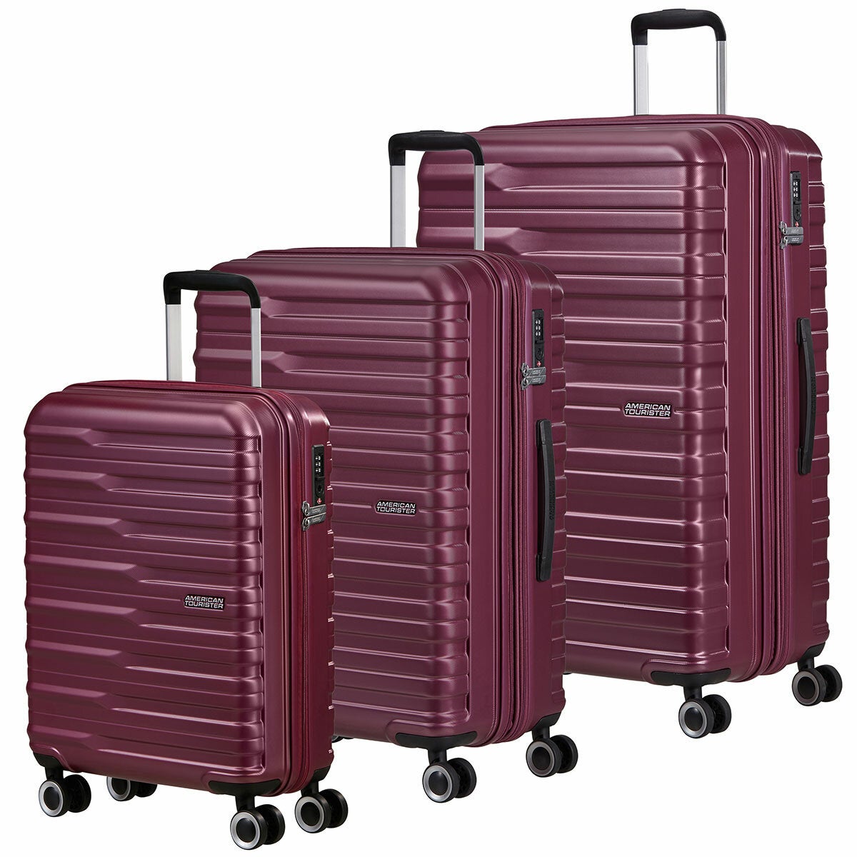 American Tourister 3pc Luggage Set Spinner Case Purple Rose American Tourister 3pc Luggage Set Spinner Case Purple Rose