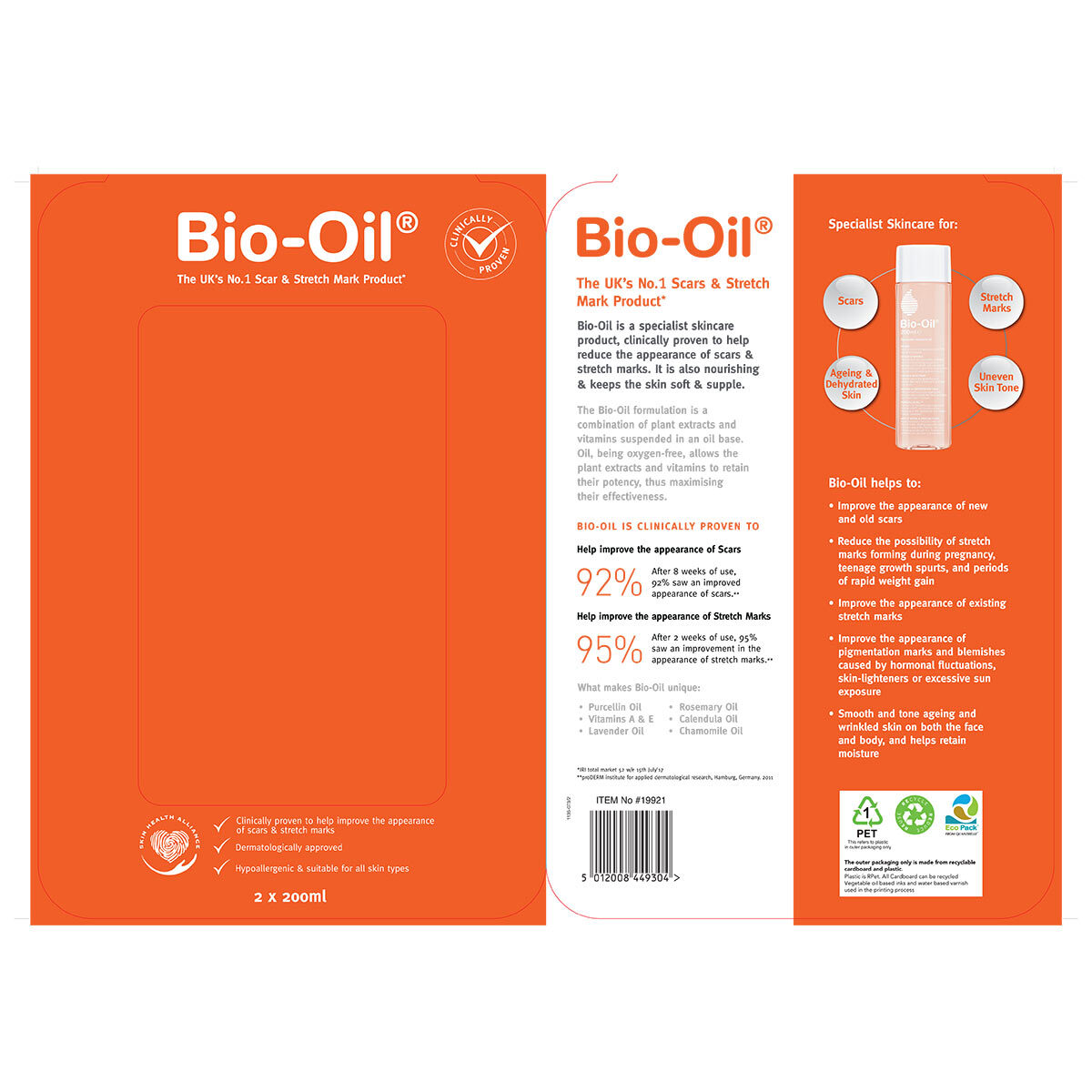 back of pack information of bio oil