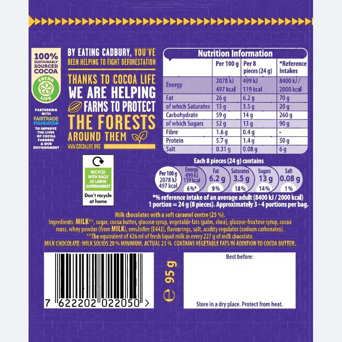 Cadbury Dairy Milk Caramel Nibbles PMP £1.35, 10 x 95g