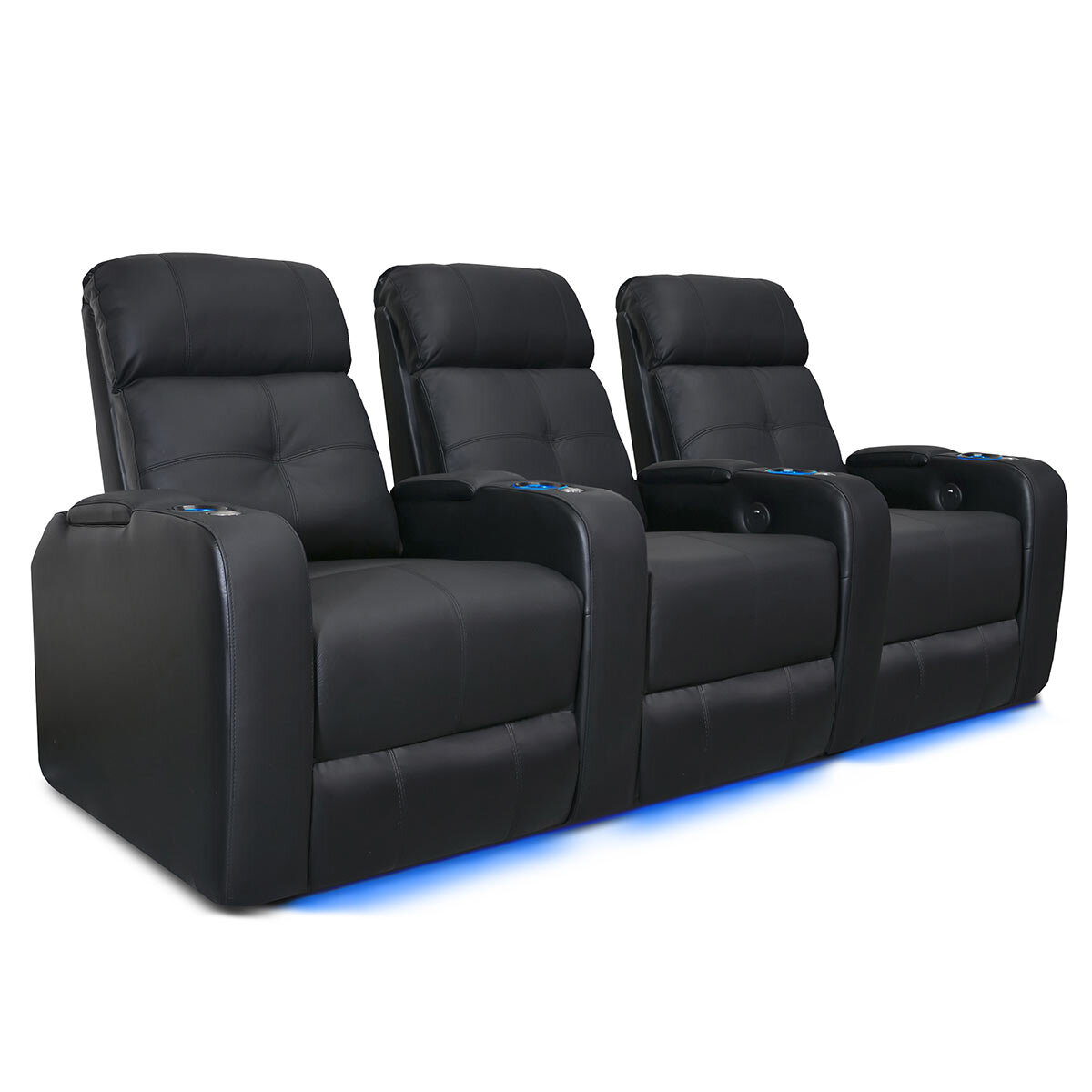 Valencia Home Theatre Seating Verona Row of 3 Chairs, Black