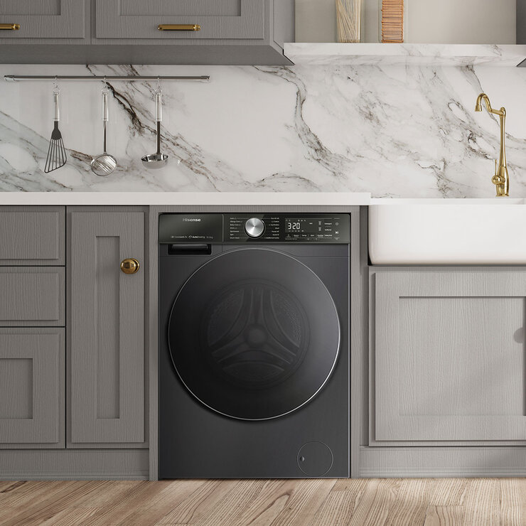 Hisense WF5S1045BB, 10.5kg 1400rpm Washing Machine, A Rated in Black