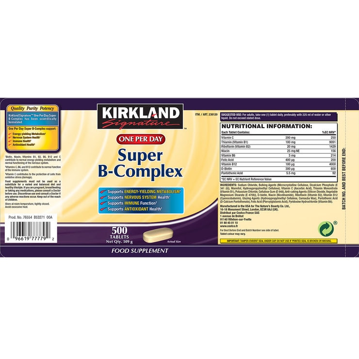 Kirkland Signature SuperB Complex, 500ct (16 Months Supply) Costco UK