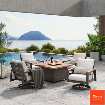 Grand Leisure Easton 5 Piece Deep Seating Fire Patio Set + Cover