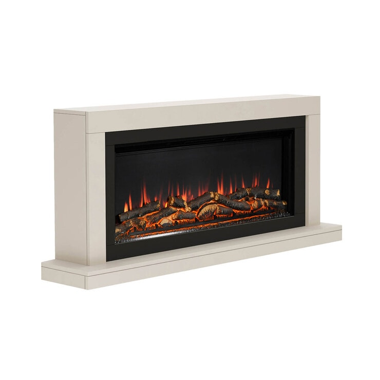 Flare Elyce Grande Wall Mounted Electric Fireplace in Cream, 2kW