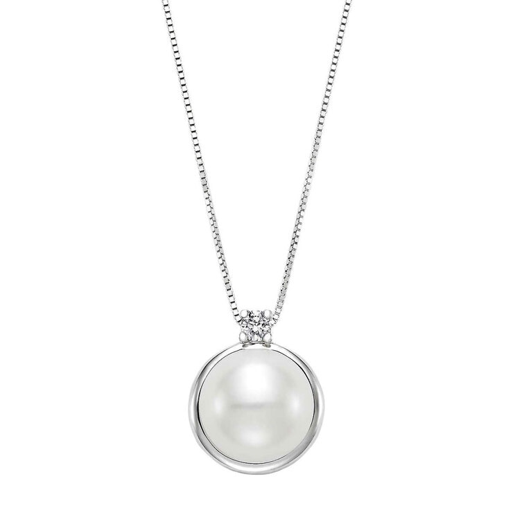 9 10mm Pearl Diamond Pendant 14ct White Gold Costco Uk - White Gold Pendant Costco 9 10mm Pearl Diamond Pendant 14ct White Gold Costco Uk - White Gold Pendant Costco
