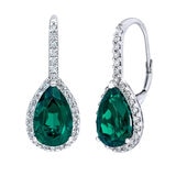 Pear Shaped Emerald and 0.50ctw Diamond Earrings