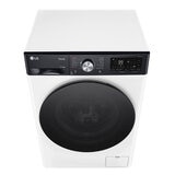 Angled view LG FWY916WBTN1 Wifi enabled 11/6kg washer dryer, D Rated in White