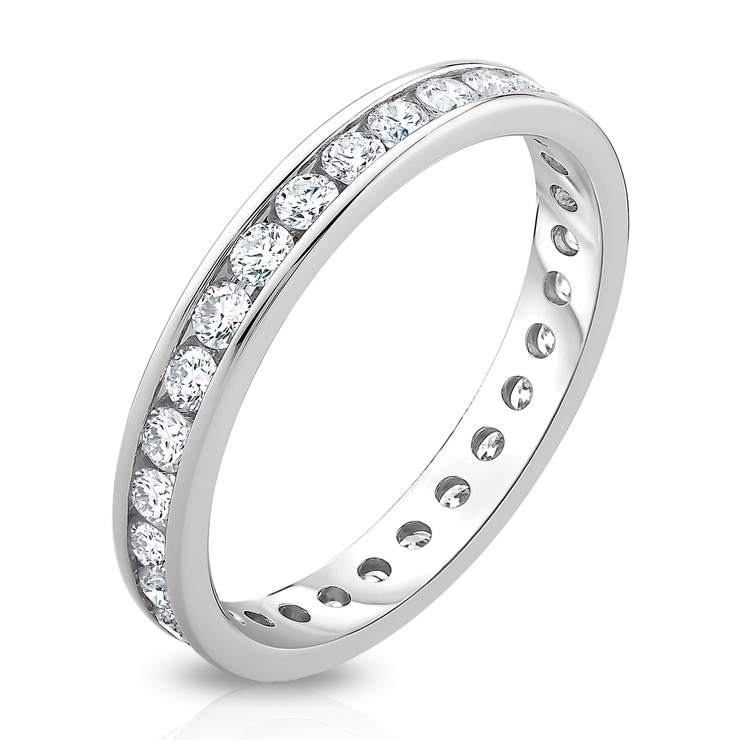 1.00ctw Round Brilliant Cut Channel Set Diamond Eternity Ring, 18ct White Gold, Size P 1.00ctw Round Brilliant Cut Channel Set Diamond Eternity Ring, 18ct White Gold, Size P