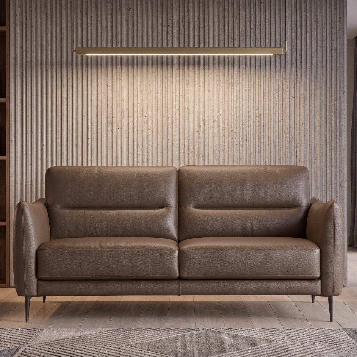 Nicoletti Jupiter Taupe Leather Large 2 Seater Sofa Nicoletti Jupiter Taupe Leather Large 2 Seater Sofa