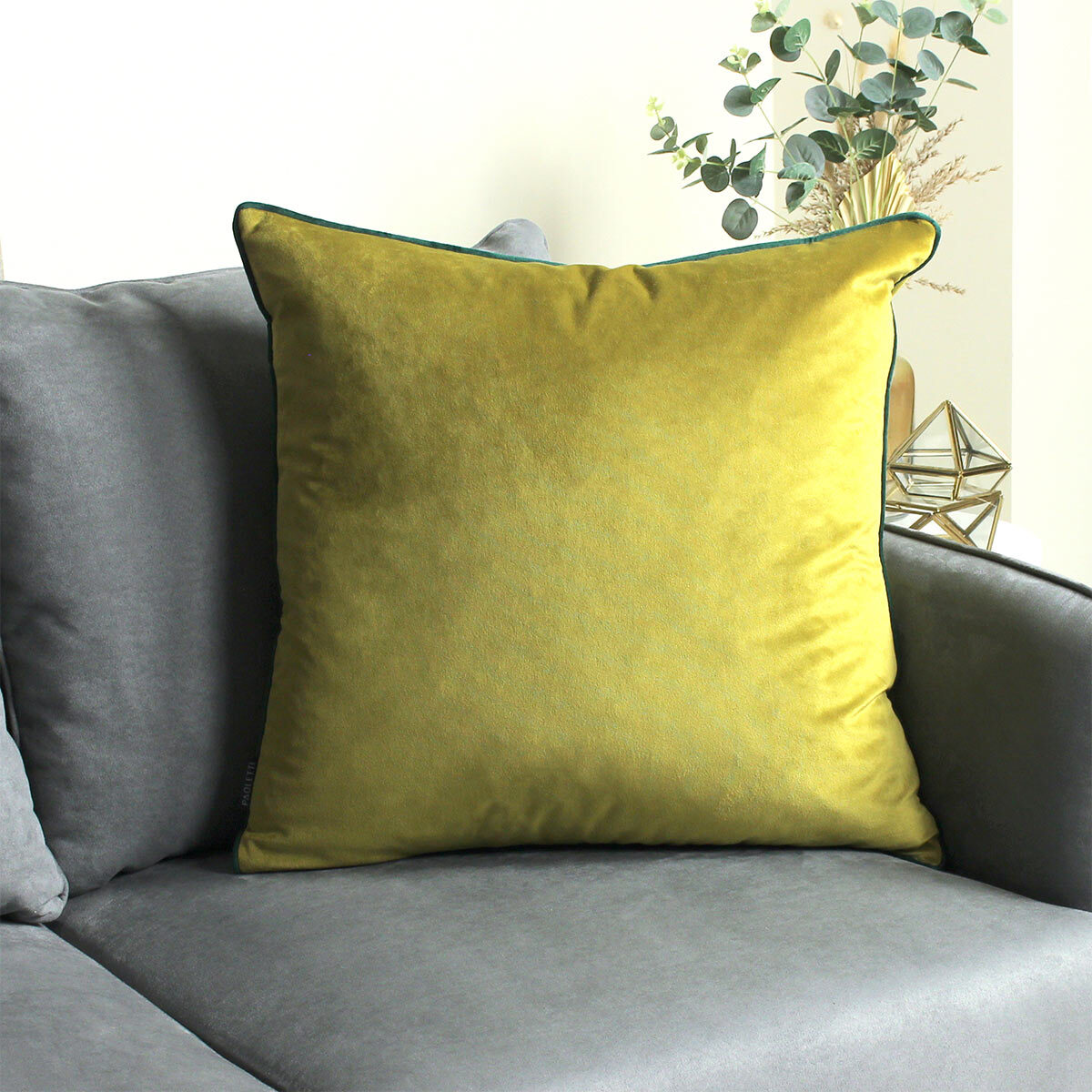 Gala Moss Large Piped Velvet Cushion, 2 Pack Costco UK