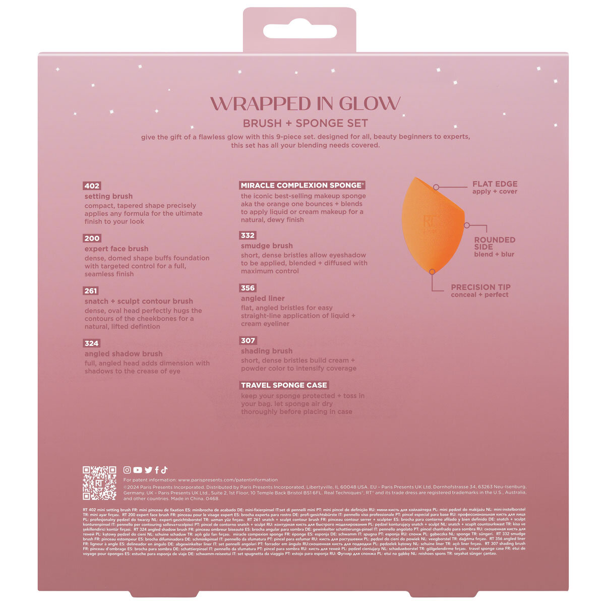 Real Techniques, Wrapped in Glow Brush & Sponge Kit 9 Piece Gift Set