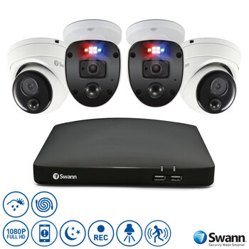 Swann 4 Channel 1TB DVR Recorder with 2 x 1080p Enforcer™ Bullet Cameras & 2 x Enforcer Dome Cameras, SWDVK-446802SL2D-EU